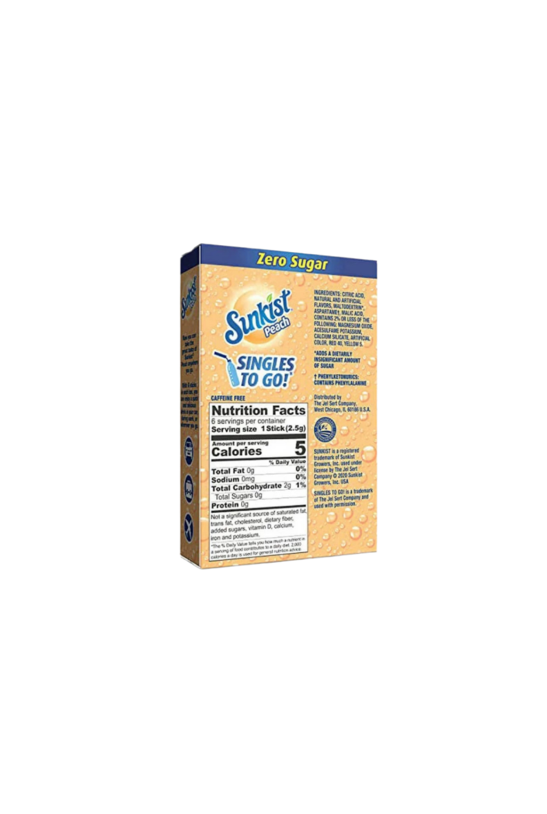 Sunkist Drink Mix Peach Zero Sugar Rear View