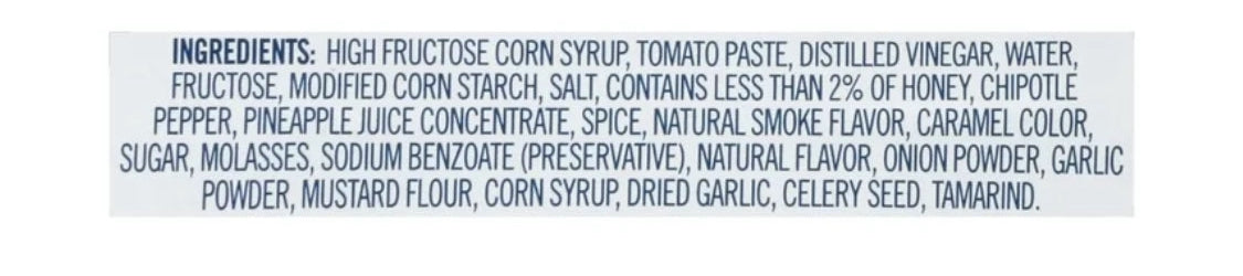 Sweet Baby Rays Honey Chipotle Barbecue Sauce Ingredients