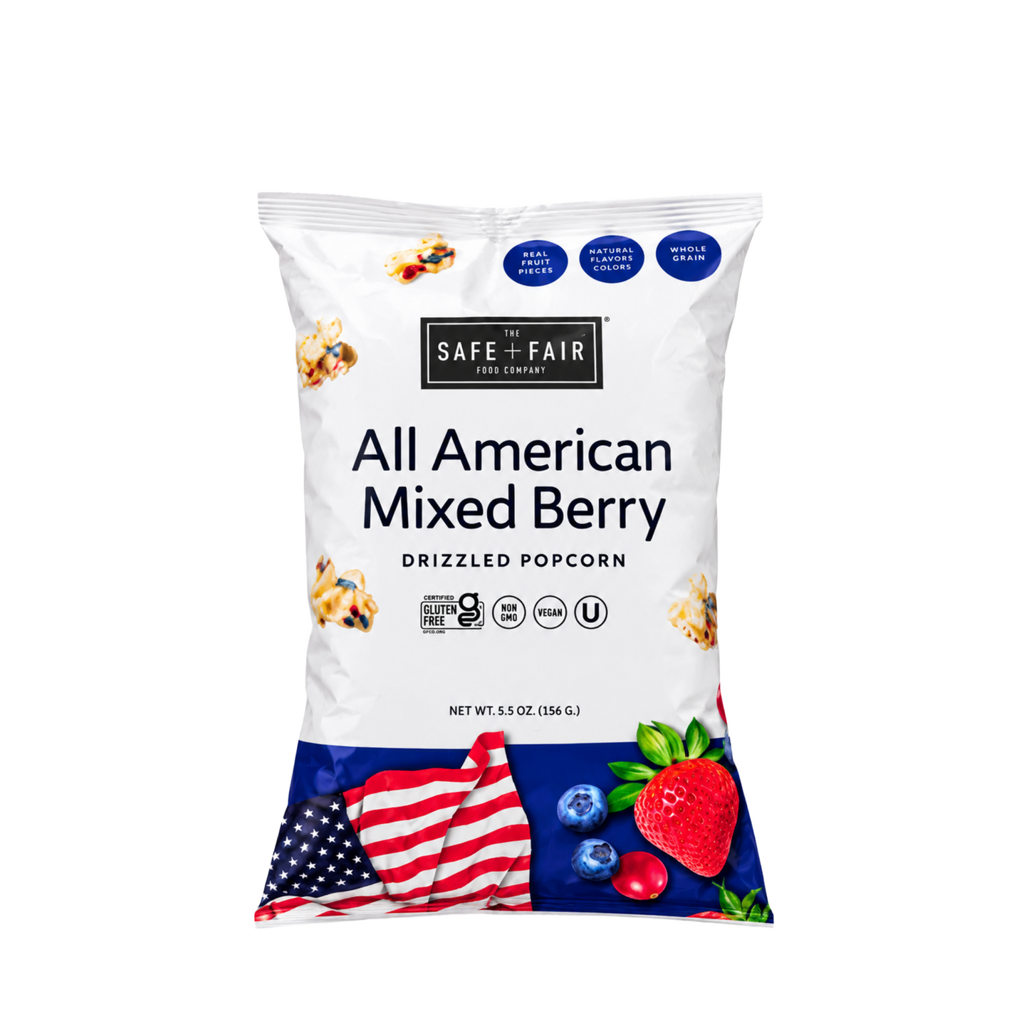 The Safe & Fair Food Company Drizzled Popcorn All American Mixed Berry