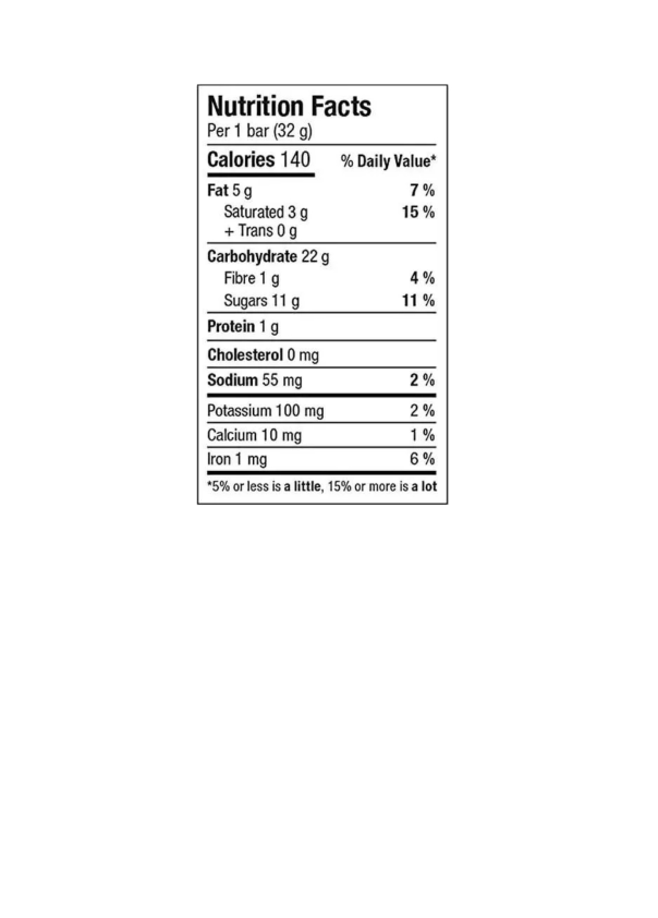 Tim Hortons Granola Bars Double Chocolate Canadian Import Nutritional Information