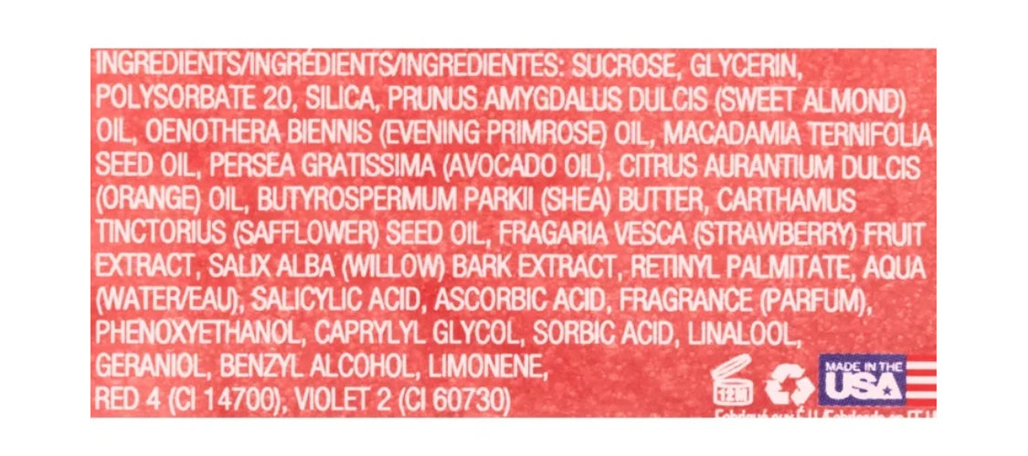 Tree Hut Shea Sugar Body Scrub Strawberry Ingredients