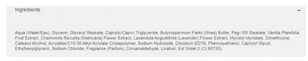 Tree Hut Whipped Shea Body Butter Lavender Ingredients