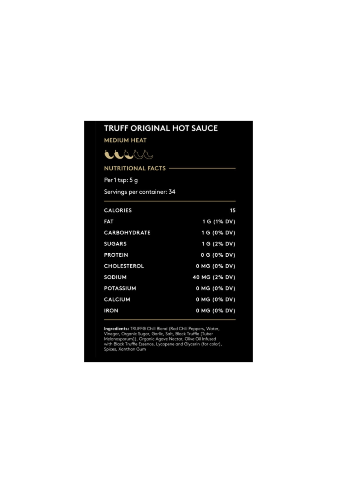 Truff Black Truffle Infused Hot Sauce Nutritional Information And Ingredients