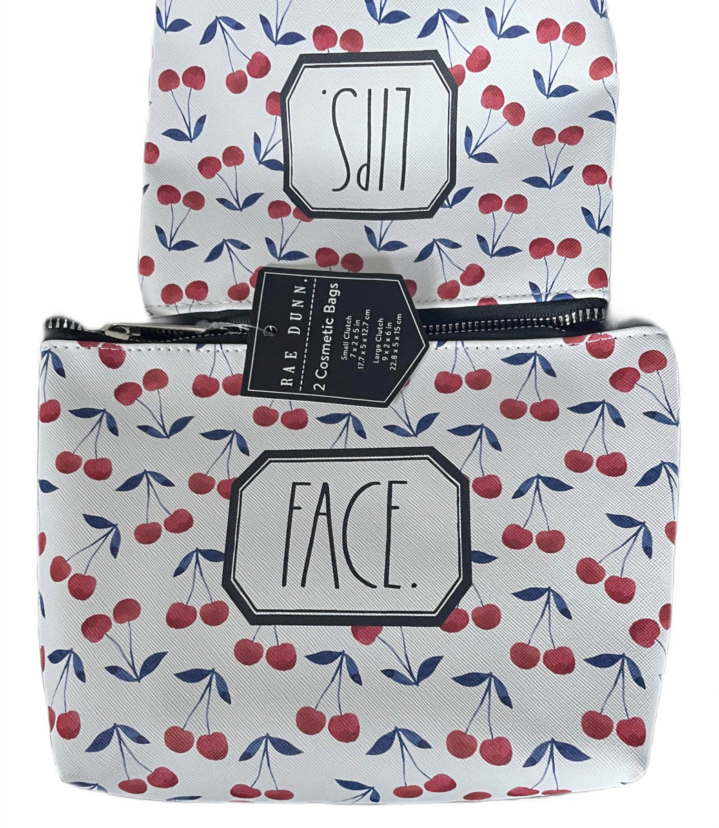 RAE DUNN 2 Set Cherry Print Cosmetic Bags - FACE & LIPS – Angie's American  Sweets & Treats