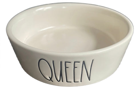 RAE DUNN Cream Ceramic Pet Bowl - QUEEN