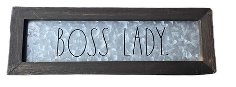 RAE DUNN Wood & Metal Block Sign - BOSS LADY