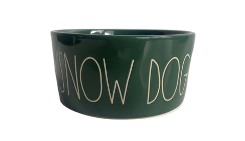 RAE DUNN Green Ceramic Pet Bowl - SNOW DOG