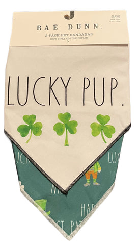 RAE DUNN 2 Pack Pet Bandana - LUCKY PUP - ST Patrick’s Day