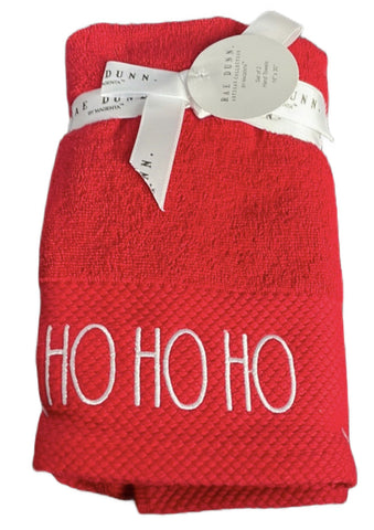 RAE DUNN Pack Of 2 Hand Towels RED HO HO HO