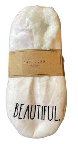 RAE DUNN Fabric Slippers S/M - BEAUTIFUL