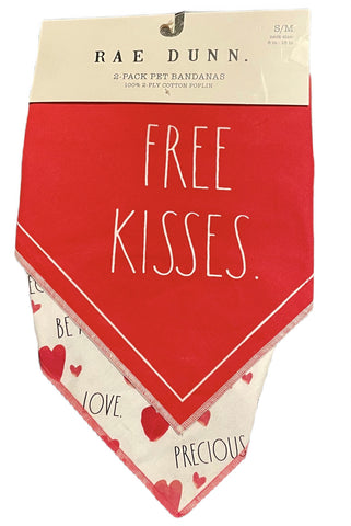 RAE DUNN 2 Pack Pet Bandana - FREE KISSES