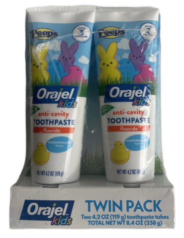Orajel Kids PEEPS Anti Cavity Fluoride Twin Pack Toothpaste - MARSHMALLOW