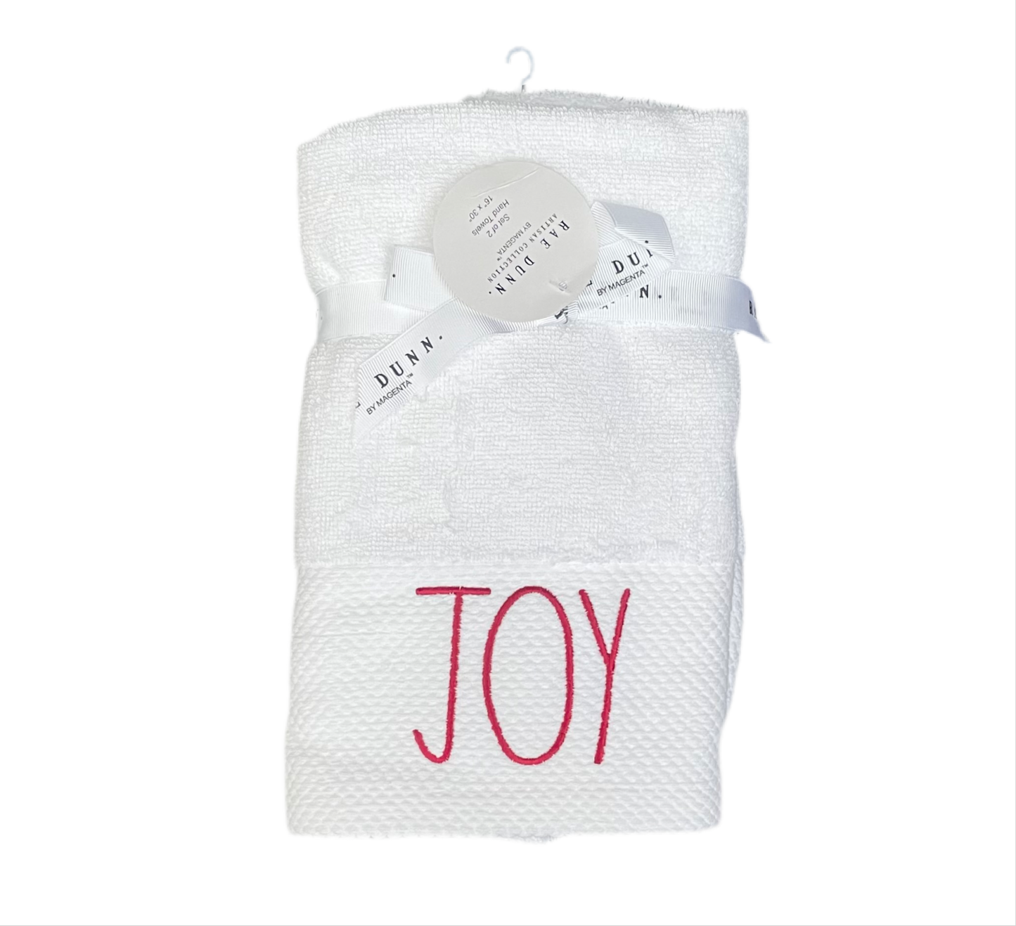 RAE DUNN Pack Of 2 Hand Towels WHITE JOY