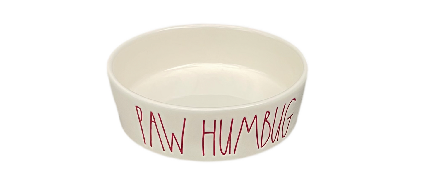 RAE DUNN Cream Ceramic Pet Bowl - PAW HUMBUG