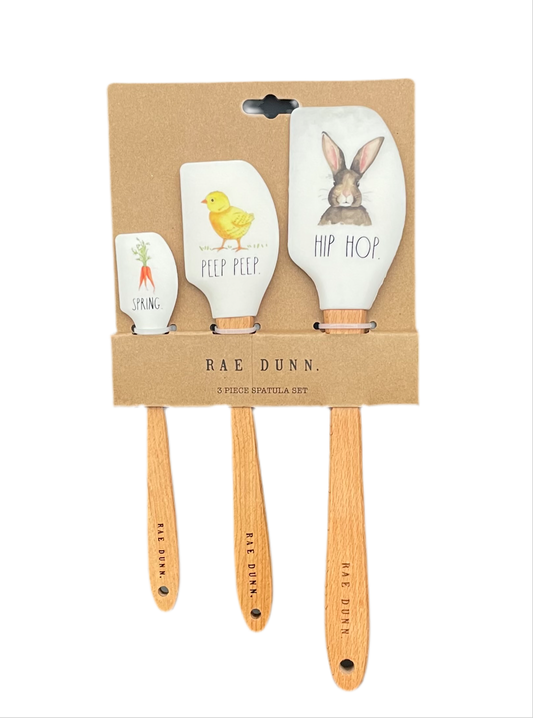 RAE DUNN Easter Spatula Set - HIP HOP, PEEP PEEP & SPRING