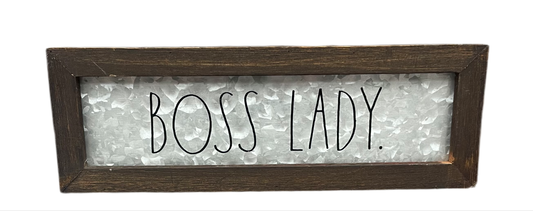 RAE DUNN Wood & Metal Block Sign - BOSS LADY