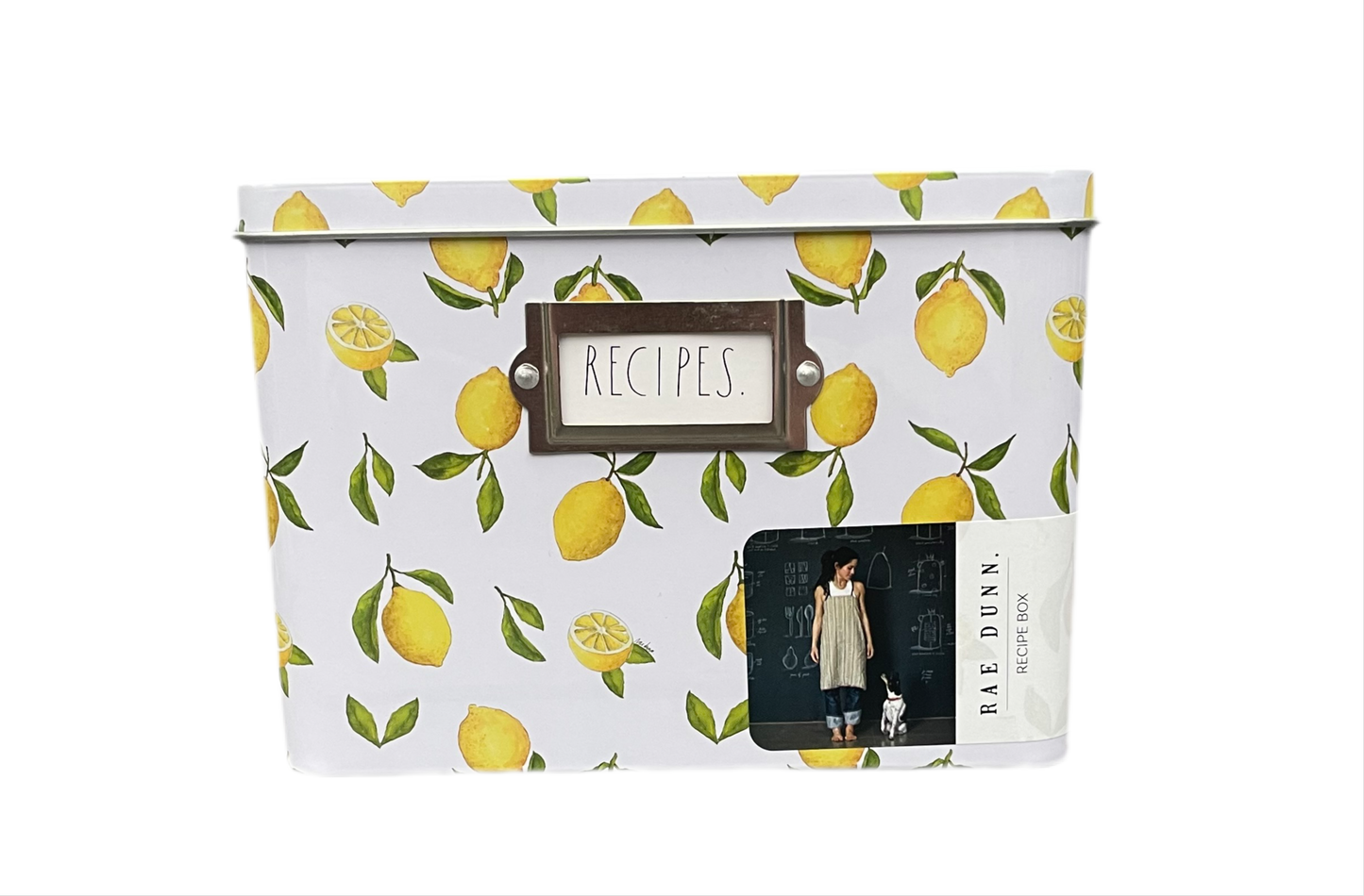 RAE DUNN Metal Recipe Tin Box - LEMONS