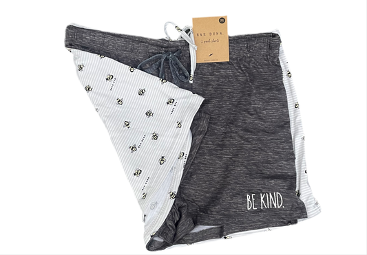 RAE DUNN 2 Pair Pyjama Shorts - Size M - BE KIND