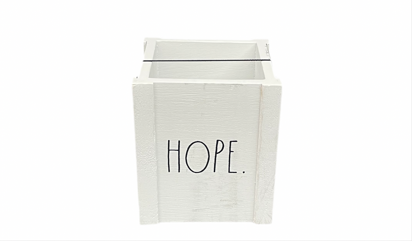 RAE DUNN Wooden Pen Holder Desk Storage WHITE HOPE