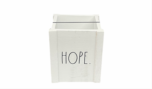 RAE DUNN Wooden Pen Holder Desk Storage WHITE HOPE