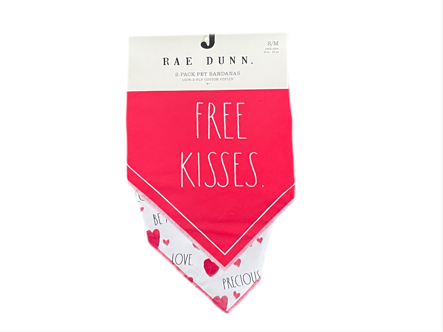 RAE DUNN 2 Pack Pet Bandana - FREE KISSES