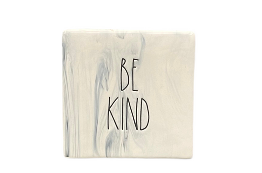 RAE DUNN Marble Ceramic Block Sign - BE KIND