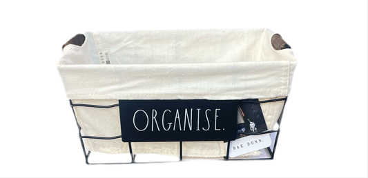 RAE DUNN Metal Wire & Fabric Storage Basket - ORGANISE