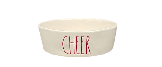 RAE DUNN Cream Ceramic Pet Bowl - CHEER