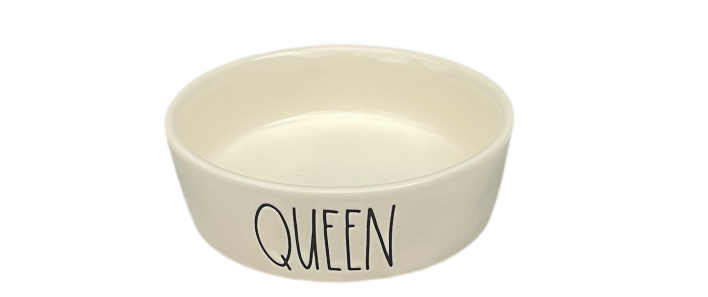 RAE DUNN Cream Ceramic Pet Bowl - QUEEN