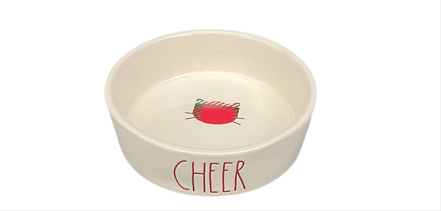 RAE DUNN Cream Ceramic Pet Bowl - CHEER