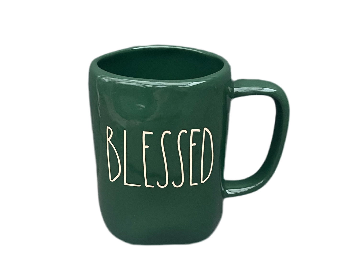 RAE DUNN Green Ceramic Mug - BLESSED