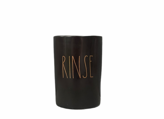 RAE DUNN Black Ceramic Jar Pot - RINSE