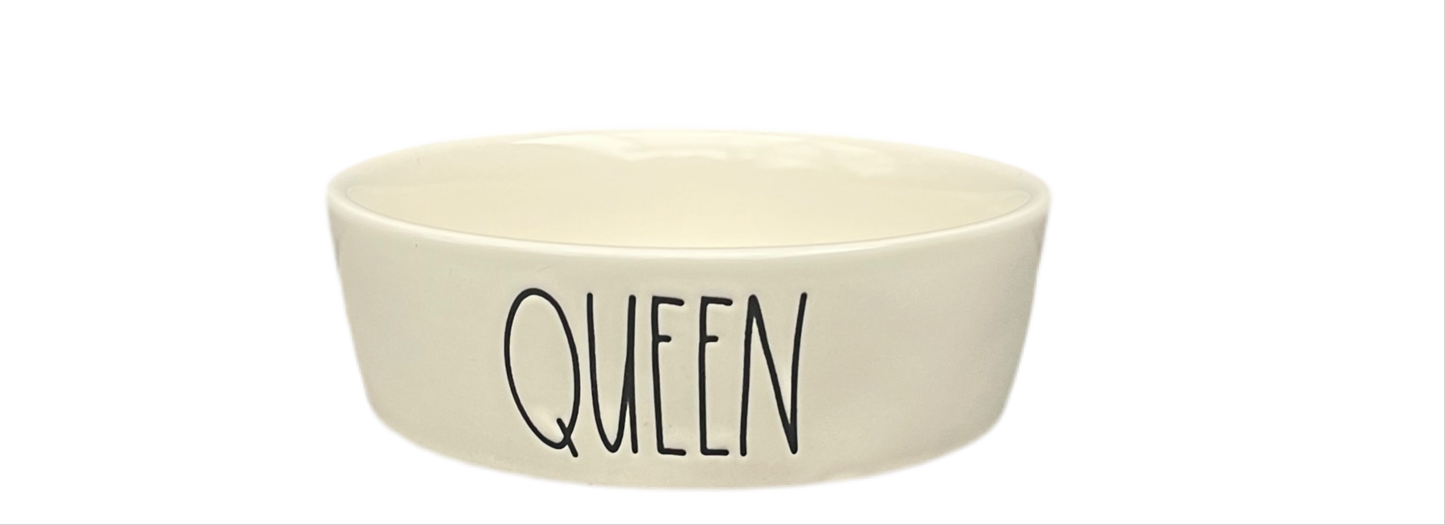 RAE DUNN Cream Ceramic Pet Bowl - QUEEN