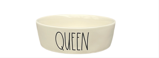 RAE DUNN Cream Ceramic Pet Bowl - QUEEN