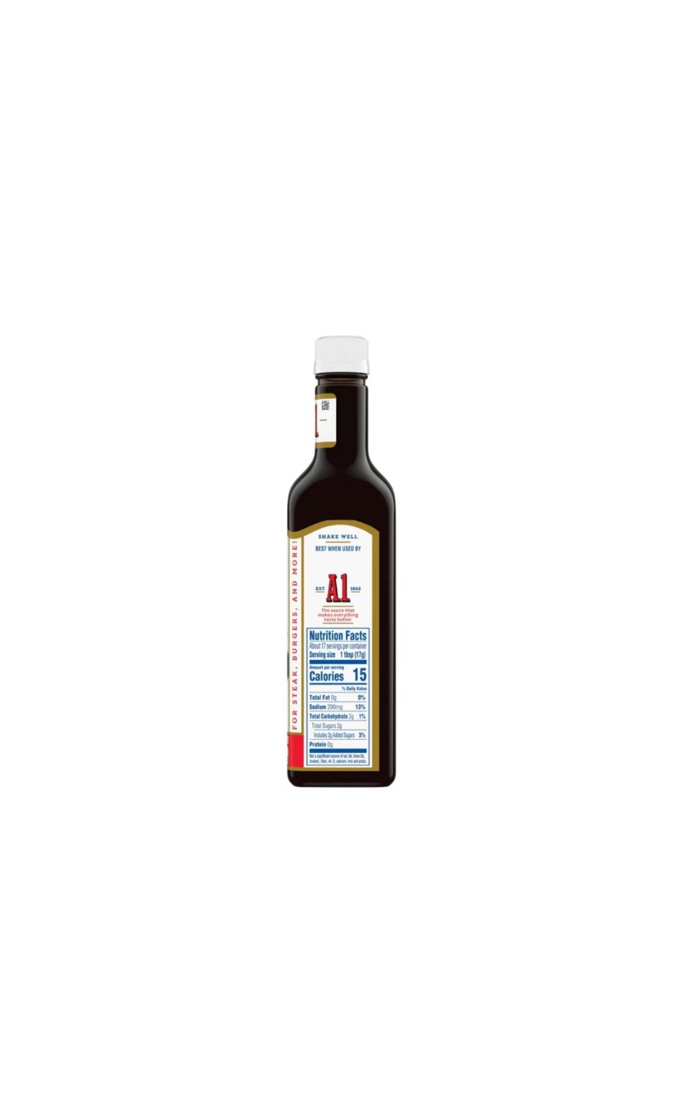 A1 Steak Sauce Original Bottle Side View Nutritional Information