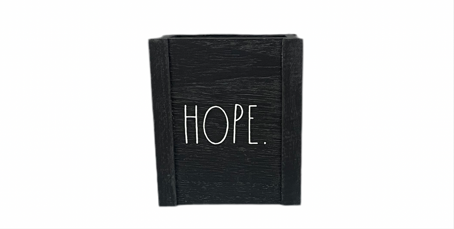 RAE DUNN Wooden Pen Holder Desk Storage BLACK HOPE