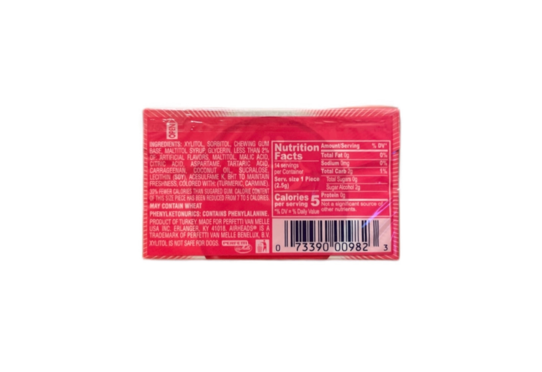 Airheads Gum Paradise Blends Raspberry Lemonade Packet Rear View