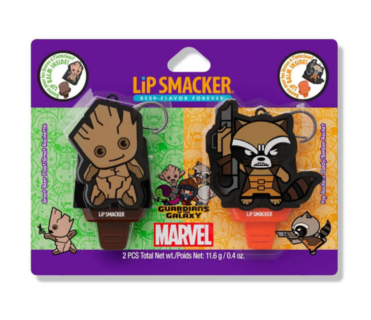 Lip Smacker 2 Lip Balm Set & Keyring Set - MARVEL GUARDIANS OF THE GALAXY - GROOT & ROCKET