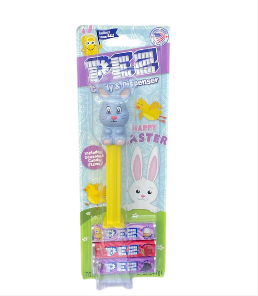 Pez Dispenser & Candy - GREY SITTING BUNNY