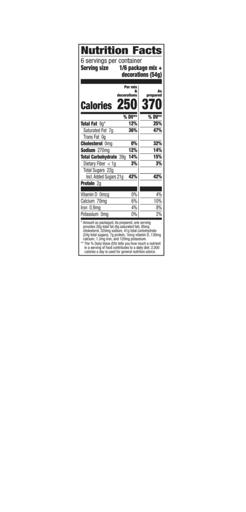 Betty Crocker Wicked Vanilla Cupcake Kit Nutritional Information