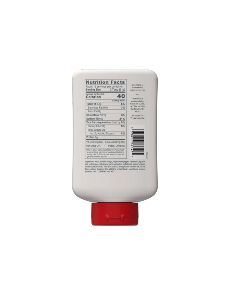 Chick Fil A Sauce Zesty Buffalo Bottle Rear View 