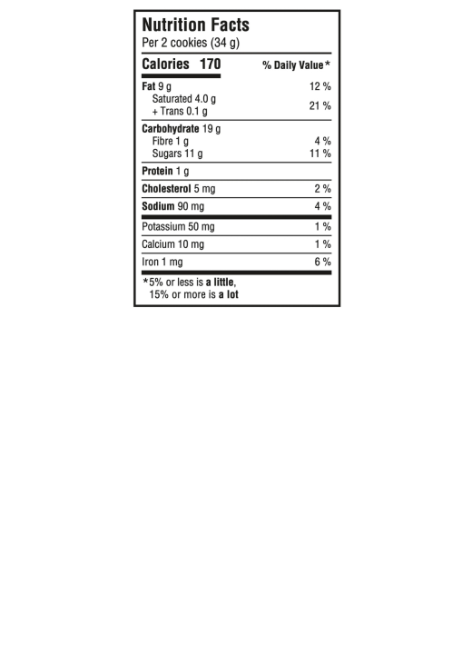 Chips Ahoy!  Caramilk Nutritional Information