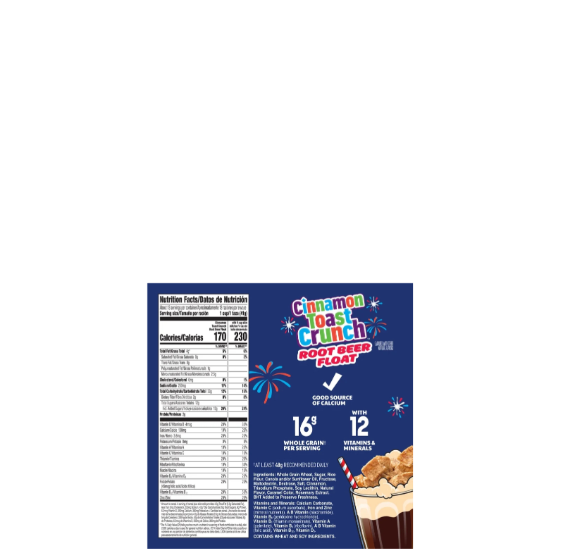 Cinnamon Toast Crunch Cereal Root Beer Float Nutritional Information & Ingredients