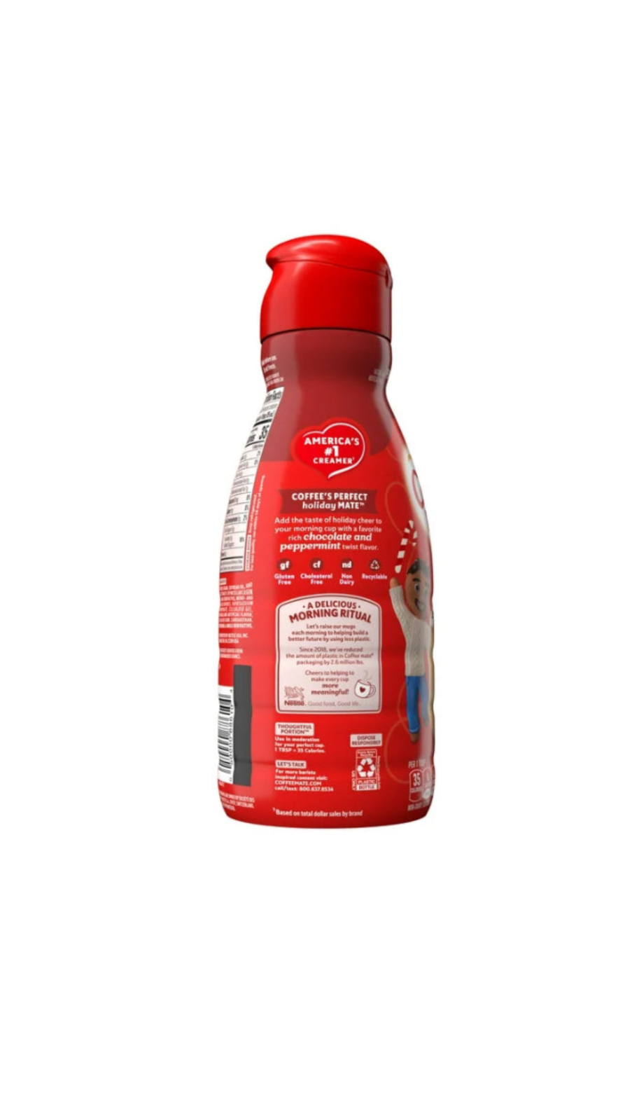 Coffeemate Liquid Coffee Creamer Peppermint Mocha Side View Of Bottle