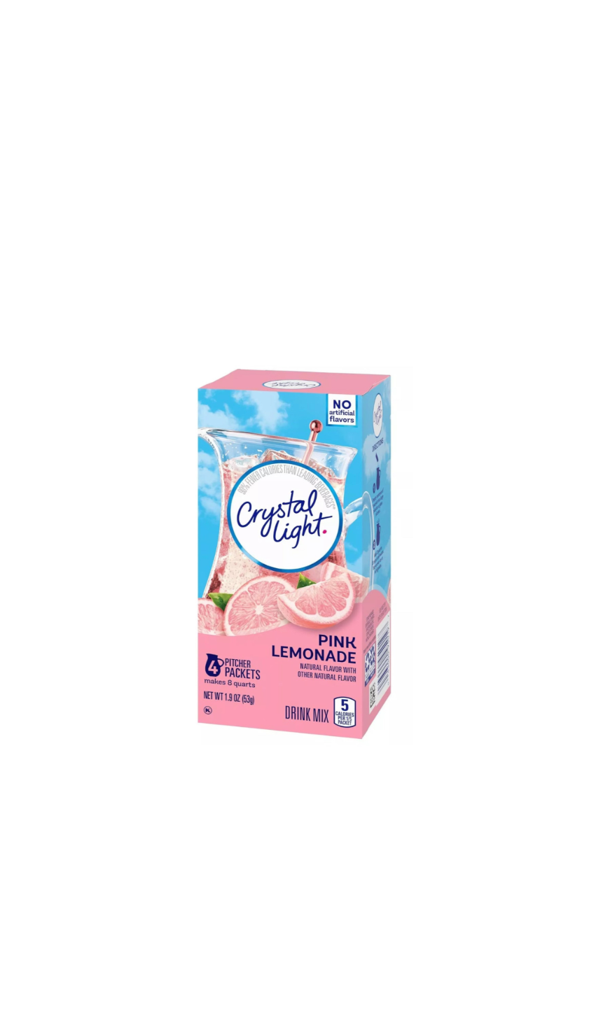 Crystal Light Drink Mix Pink Lemonade Side Front View