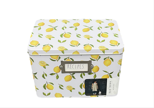 RAE DUNN Metal Recipe Tin Box - LEMONS