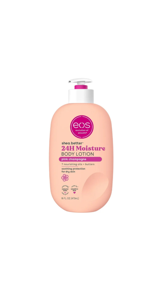 EOS 24 Hour Moisture Body Lotion Pink Champagne Bottle