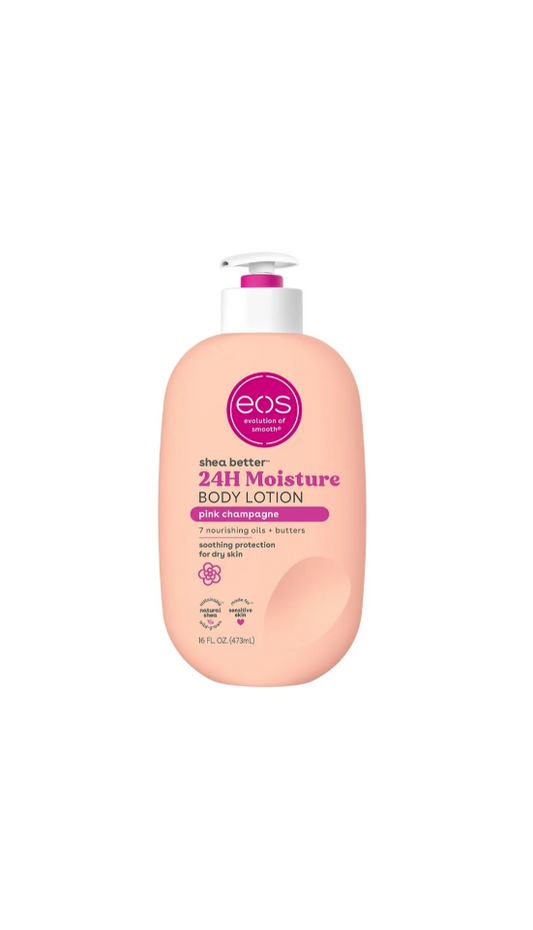 EOS 24 Hour Moisture Body Lotion Pink Champagne Bottle