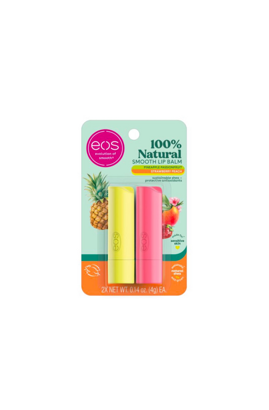 Eos 2 Piece Lip Balm Set Pineapple Passionfruit And Strawberry Peach Front View