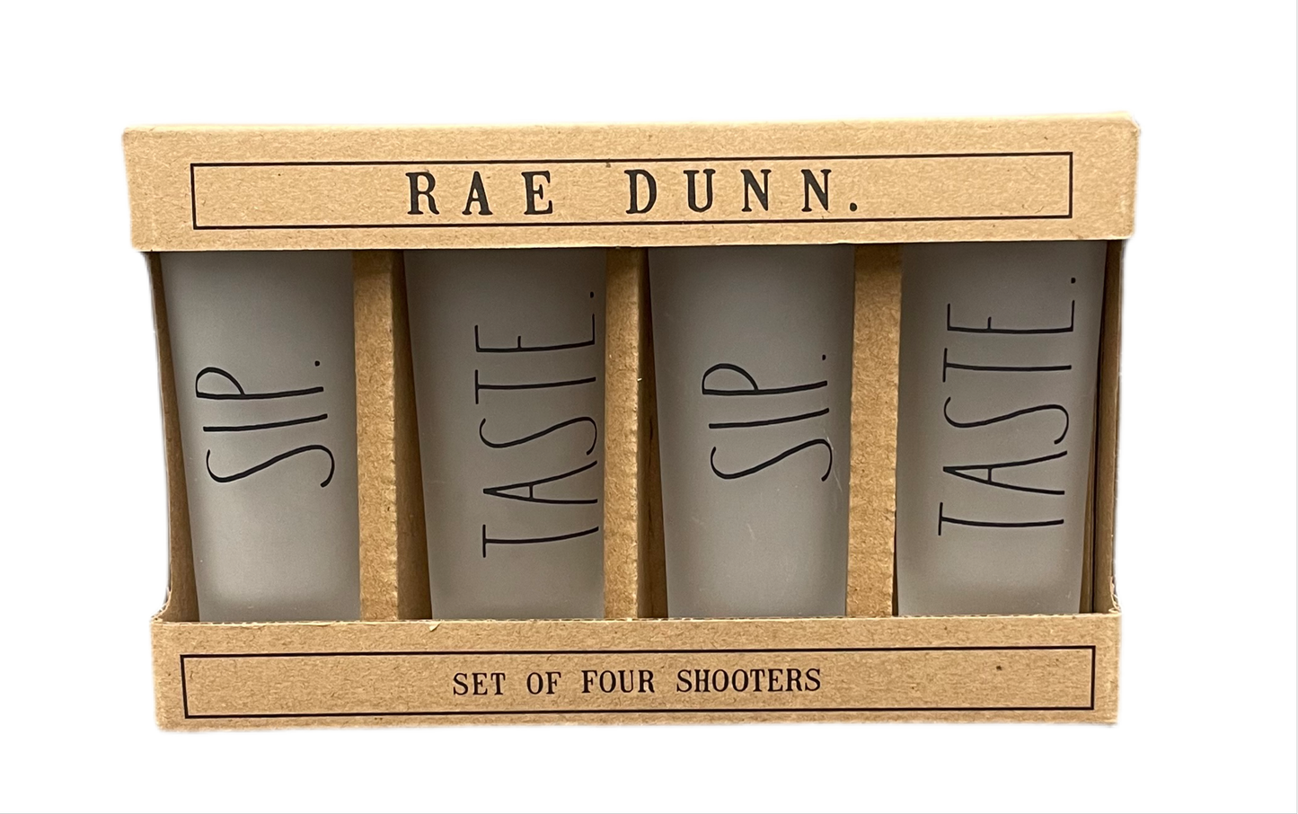 RAE DUNN Set Of 4 ‘Shooters’ Shot Glasses - SIP & TASTE